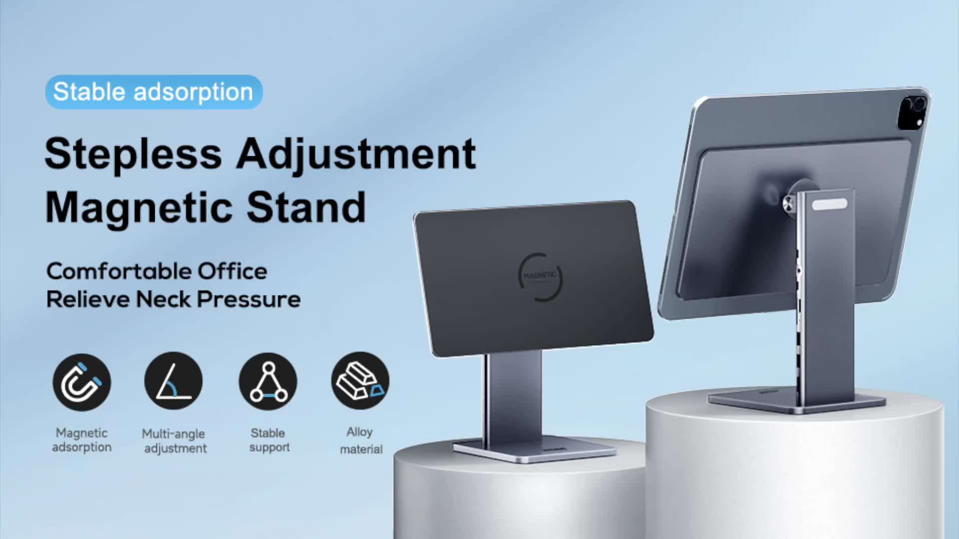 Hagibis Foldable Magnetic Stand for iPad Pro 12.9 3rd/4th/5th 11 iPad Air 10.9 Inch Tablet Aluminum Holder Rotation bracket USB C Hub HDMI SD TF Audio PD USB3.0 docking station