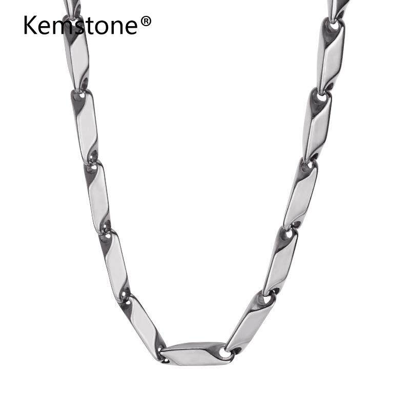 Kemstone Gold/Silver Stainless Steel 4MM Stick Chain Necklace Jewelry for Men