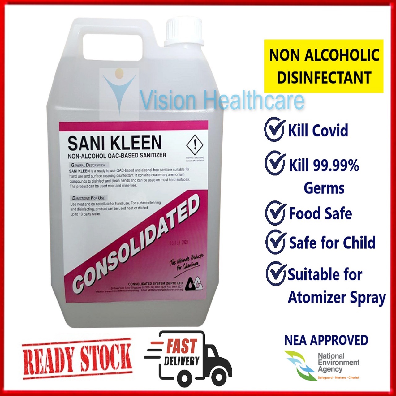 (NEA APPROVED) Disinfectant Liquid , Sanitiser Sanitizer, Sani Kleen Disinfectant Liquid, Sani Kleen Disinfectant Refill, 5L Disinfectant ,5L tub / 5litres Ready Stocks ,SG Seller
