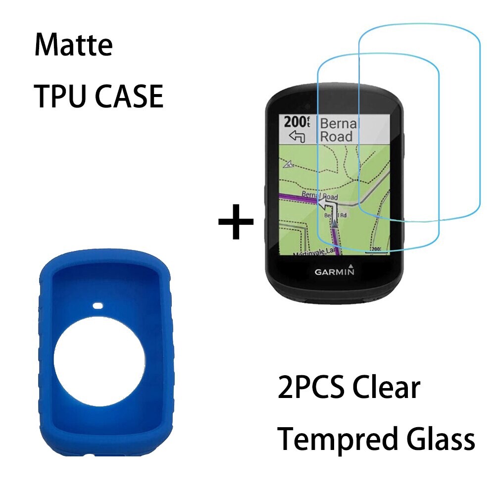 For Garmin Edge 830 530 1040 GPS Case Slip-proof Silica Gel Case and 2PCS Clear Tempered Glass Film