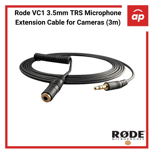 Rode VC1 3.5mm TRS Microphone Extension Cable for Cameras (3m)