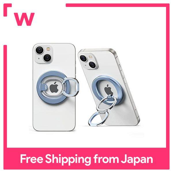 ESR HaloLock Smartphone Ring Stand MagSafe Compatible Smartphone Ring Holder Finger Ring Smartphone Grip Angle Adjustable Kickstand Foldable for iPhone 14/13/12 Series Sierra Blue