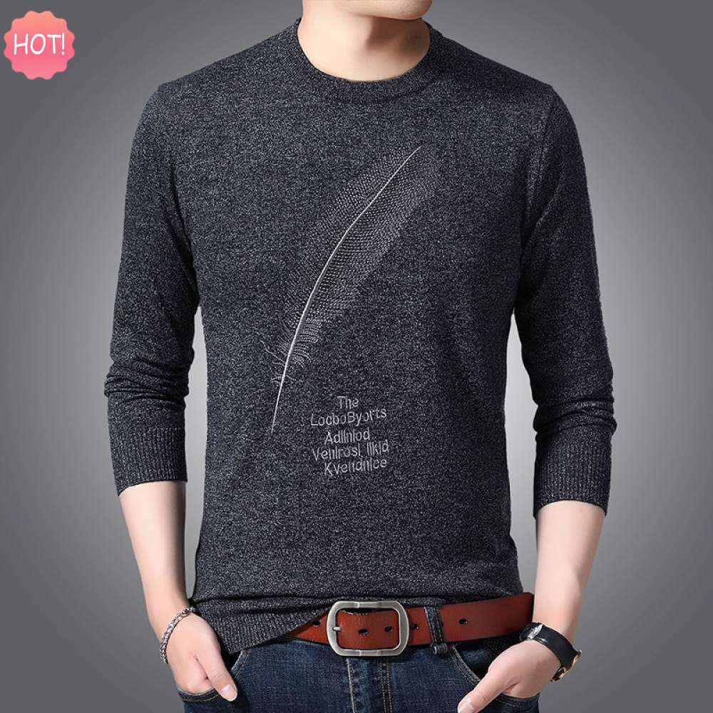 LUX ANGNER Autumn New Fashion O-Neck Sweater For Men Slim Fit Warm Pullovers Knitwear Men Korean Style Casual Soft Sweaters