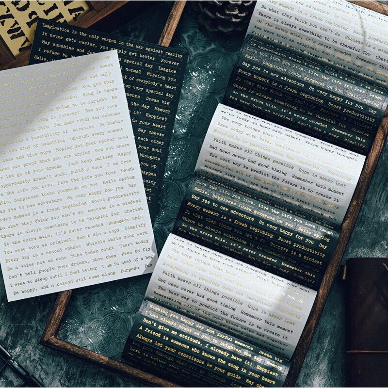 596pcs Foil Phrase Words Stickers Typewriter Sentiment Stickers Junk Journal Planner Vintage Quote Stickers Aesthetic Album Scrapbooking Material Card Making