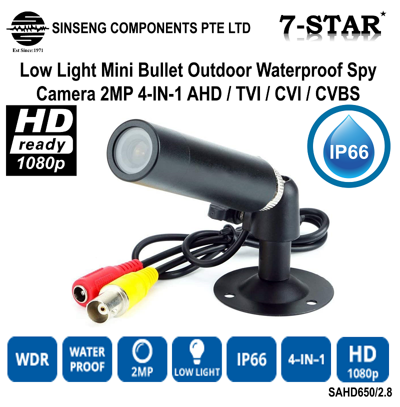 Low Light Mini Bullet Outdoor Waterproof CCTV Camera 2MP 4-IN-1 AHD / TVI / CVI / CVBS