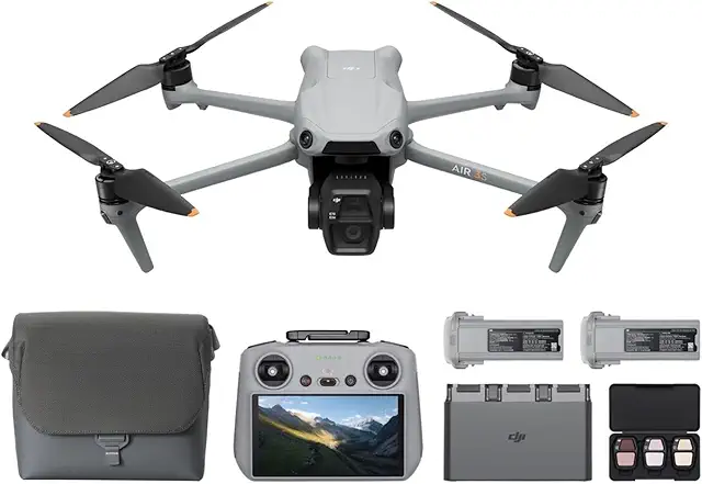 DJI Air 3S Fly More Combo (RC 2 Screen Remote Controller), Drone with 1" CMOS Wide-Angle & Medium Tele Camera for Adults