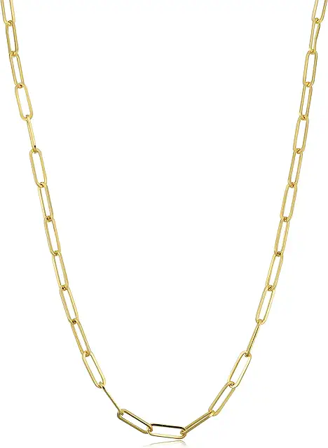 Kooljewelry Womens Chain Classic - 14k Yellow Gold Polished Paperclip Chain Necklace